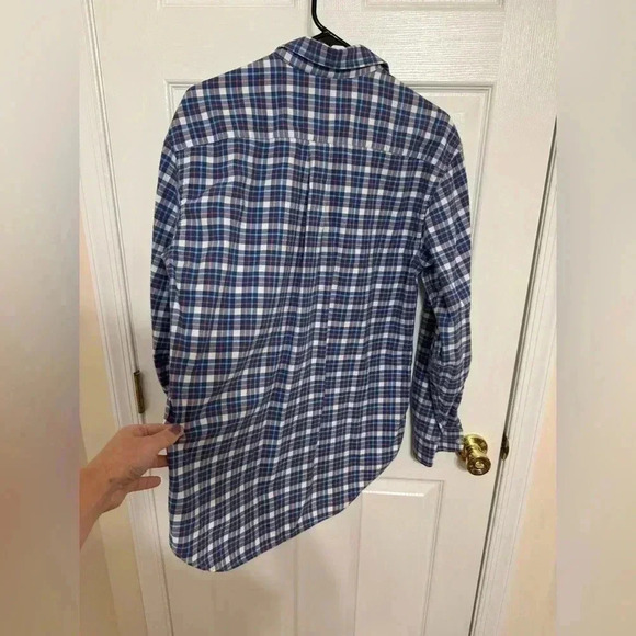 Vineyard Vines Whale shirt button down long sleeve flannel blue/pink size S - Picture 9 of 11